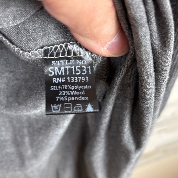 POL Women’s Small Gray Hooded Midi T-Shirt Dress Boho Casual Long Sleeve NEW - Picture 4 of 6